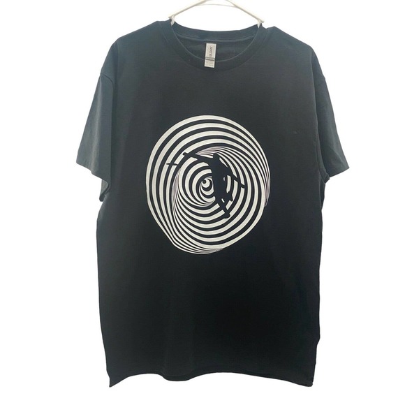 Disc Golf Shirt VERTIGO SWIRL Discgolfer Vinyl Custom Logo L T-Shirt Black - Picture 7 of 7